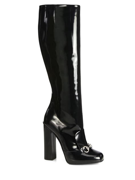 vintage gucci women knee high black leather boots for sale|gucci knee high boots price.